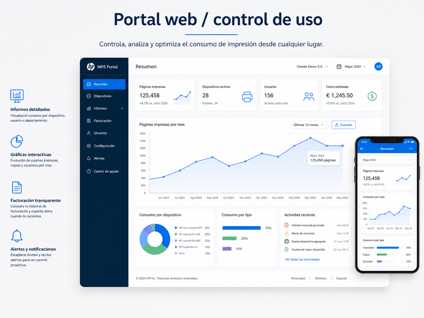 Portal web de control de impresión